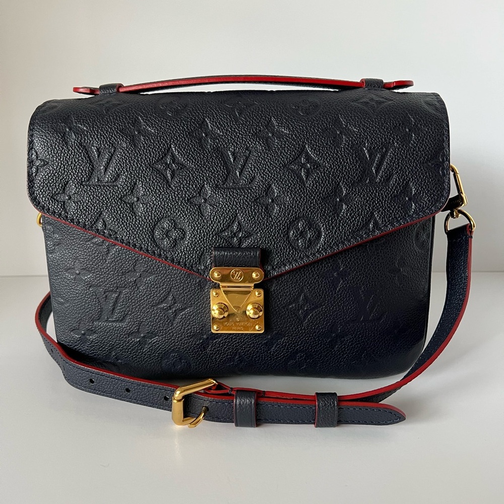 Louis Vuitton Pouchette Metis Empriente navy leather with red trim